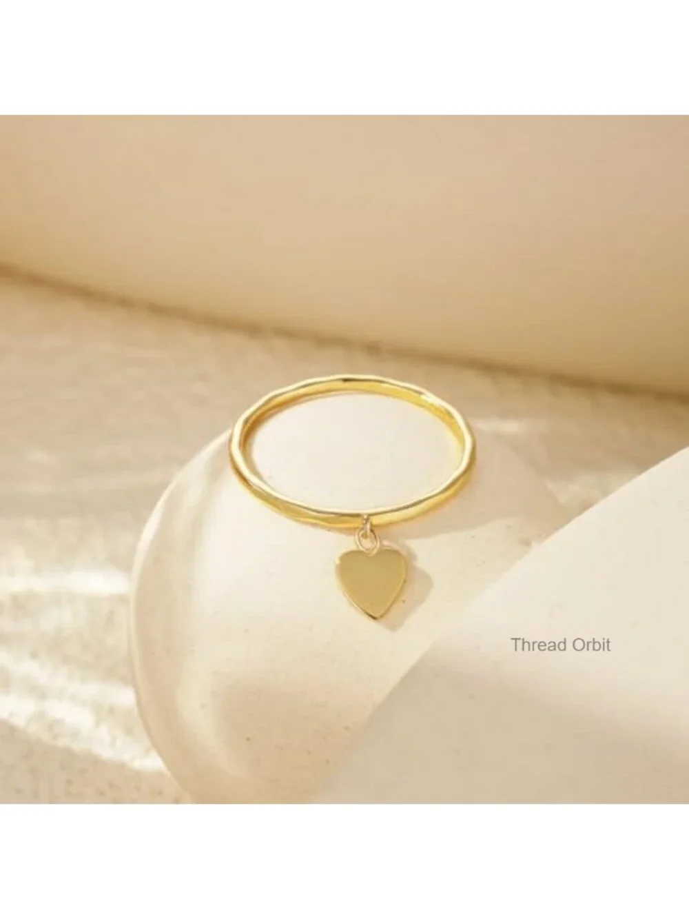 Dangle Charm Sterling Silver Ring Thin Stackable Band Plain Finger Statement